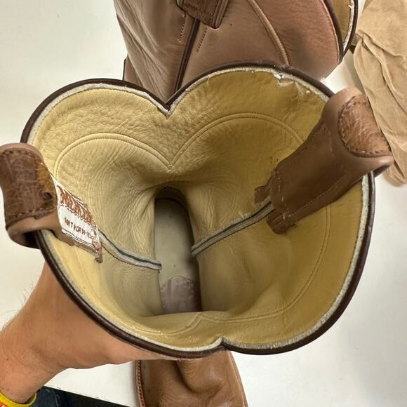 EXCELLENT Rios of Mercedes Brown Quill Ostrich Roper Exotic Boot 7.5 Narrow main image 14